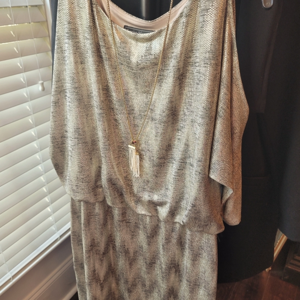 Jessica Howard Gold Jersey Knit Dress 👗 Sz 10